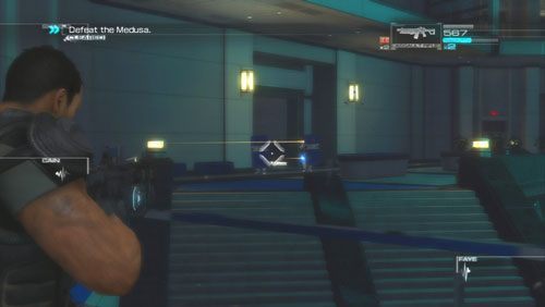 Po starciu pozbywamy się robotów chowających się za tarczami i ruszamy otwartymi przez nie drzwiami - Rozdział 5 Intelligent Artifice (1) | Opis przejścia Binary Domain - Binary Domain - poradnik do gry