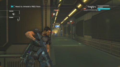 Droga przez labirynt wiedzie następująco: prosto przez pierwsze skrzyżowanie i na następnym w prawo, Dwa razy w lewo i mijamy Gunboxa, omijamy alejkę po lewej (z dwoma robotami) i wchodzimy w następną - Rozdział 5 Intelligent Artifice (2) | Opis przejścia Binary Domain - Binary Domain - poradnik do gry