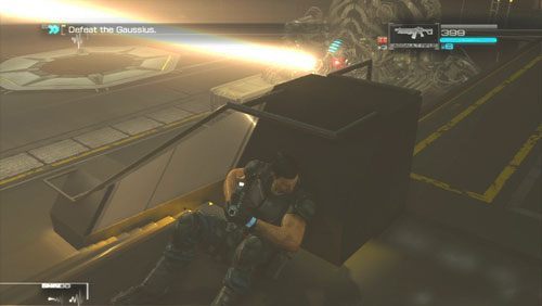 Prowadząc starcie musimy uważać na potężny laser zamontowany w paszczy bestii - Rozdział 5 Intelligent Artifice (3) | Opis przejścia Binary Domain - Binary Domain - poradnik do gry