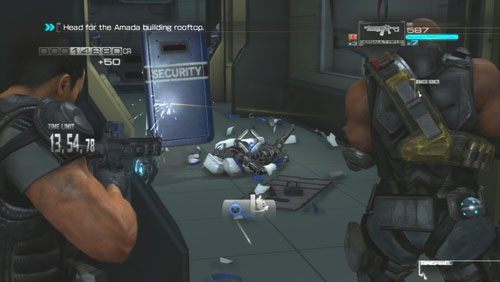 Gdy zakończy się przerywnik dostaniemy 15 minut by dotrzeć na dach i zniszczyć antenę [8] - Rozdział 5 Intelligent Artifice (4) | Opis przejścia Binary Domain - Binary Domain - poradnik do gry