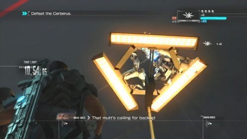 Podczas walki bestia będzie wskakiwać na lampę, skąd poprowadzi ostrzał przy pomocy działka zamontowanego na ogonie - Rozdział 5 Intelligent Artifice (4) | Opis przejścia Binary Domain - Binary Domain - poradnik do gry