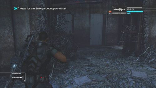 [2] Po Przygodzie w barze i wysadzeniu wrót zbiornikiem paliwa (przed pierwszym spotkaniem z robotem typu Spider) wejdziemy na teren zacienionego rumowiska - Rozdział 2 | Bonusy (Secur-Com) Binary Domain - Binary Domain - poradnik do gry