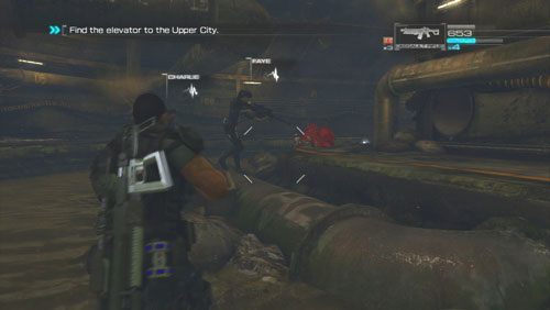 [6] Zaraz po walce z latającą machiną wejdziemy do kanału i spotkamy małe pajączki kamikadze - Rozdział 2 | Bonusy (Secur-Com) Binary Domain - Binary Domain - poradnik do gry