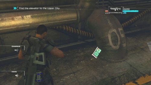 Tuż przed pierwszym zakrętem w prawo odnajdziemy Secur-Com schowany za rurą przy prawej ścianie - Rozdział 2 | Bonusy (Secur-Com) Binary Domain - Binary Domain - poradnik do gry