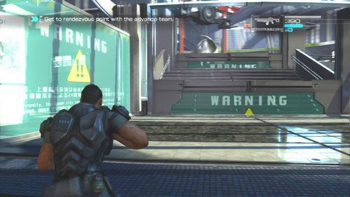 [3] Po starciu z odziałem robotów i artylerią ruszymy korytarzami wyznaczonymi przez zamykające się bramy - Rozdział 3 | Bonusy (Secur-Com) Binary Domain - Binary Domain - poradnik do gry