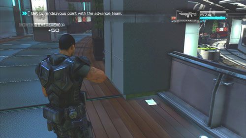 Jak tylko przedrzemy się przez pierwszy korytarz usłany przeciwnikami wychodzimy schodami po prawej i skręcamy w lewo - Rozdział 3 | Bonusy (Secur-Com) Binary Domain - Binary Domain - poradnik do gry