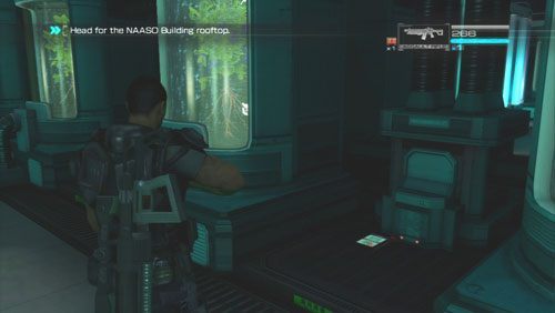 [6] Na samym końcu pomieszczenia z trującym gazem między zbiornikami z roślinami odnajdziemy Secur-Com - Rozdział 3 | Bonusy (Secur-Com) Binary Domain - Binary Domain - poradnik do gry