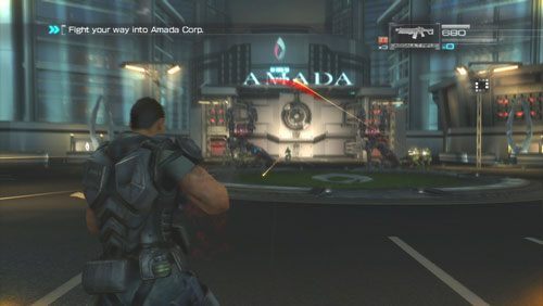 [9] Po przejażdżce ciężarówką i dotarciu do Amada przyjdzie nam walczyć z przeciwnikami wspieranymi przez artylerie - Rozdział 4 | Bonusy (Secur-Com) Binary Domain - Binary Domain - poradnik do gry