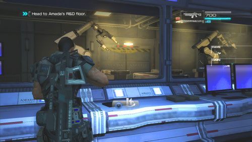 [4] Przeszukując laboratorium w poszukiwaniu dowodu na zamieszanie Amada w projekt Hollow Children wpadniemy w zasadzkę, gdzie wrogowie będą ukryci w pomieszczeniu za szybą - Rozdział 5 | Bonusy (Secur-Com) Binary Domain - Binary Domain - poradnik do gry