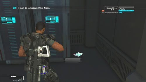 Po walce przeszukujemy pomieszczeni, z którego zostaliśmy zaatakowani by odnaleźć leżący w rogu Secur-Com - Rozdział 5 | Bonusy (Secur-Com) Binary Domain - Binary Domain - poradnik do gry