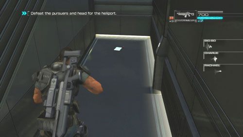 Zamiast przez nie przejść udajemy się dalej przed siebie i schodzimy po schodach - Rozdział 6 | Bonusy (Secur-Com) Binary Domain - Binary Domain - poradnik do gry