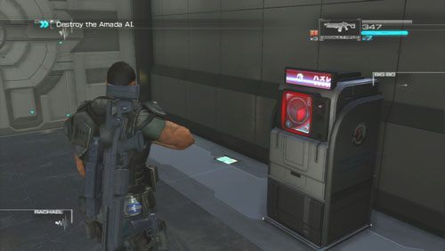 [2] Wychodząc z pomieszczenia z sarkofagiem zaglądamy za sklepik stojący w korytarzu i odnajdujemy Secur-Com - Rozdział 6 | Bonusy (Secur-Com) Binary Domain - Binary Domain - poradnik do gry