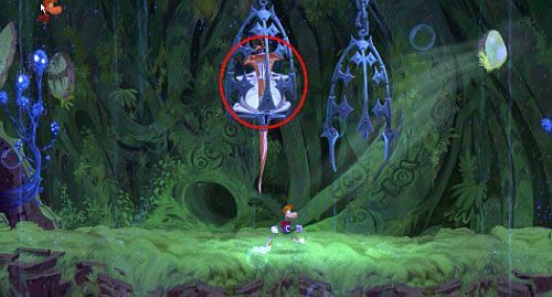 Jeżeli pójdziesz w lewo na swojej drodze spotkasz strażnika blokującego wejście do Krainy Żywych Umarlaków - Chrapiące Drzewo Rayman Origins - Rayman Origins - poradnik do gry