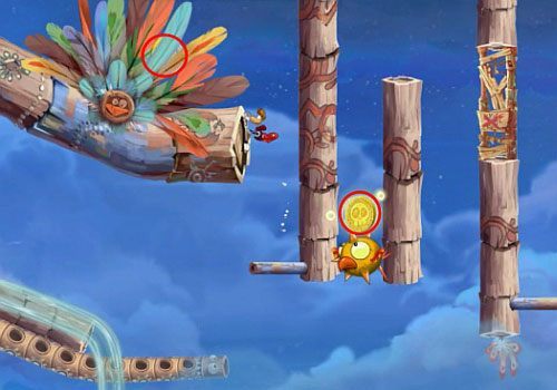 Po zebraniu monety miniesz w sumie sześć roślinek - Podniebna sonata (300 L, 2:50); Bez odwrotu (175 L) | Pustynia Dijirdów - Rayman Origins - poradnik do gry