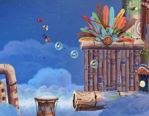 Za drzwiami ponownie czeka na Ciebie jazda na grzbiecie potwora - Podniebna sonata (300 L, 2:50); Bez odwrotu (175 L) | Pustynia Dijirdów - Rayman Origins - poradnik do gry