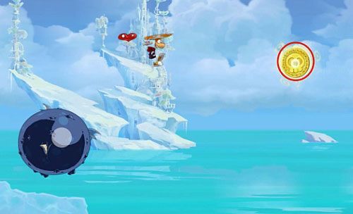 Dalej zniszcz Żalumek i min roślinkę nad nim - Polarny pościg (300 L, 1:50) | Kraina Smakoszy | Rayman Origins - Rayman Origins - poradnik do gry