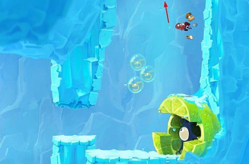 Za drzwiami zaczniesz pościg za kolejną uwięzioną nimfą - Polarny pościg (300 L, 1:50) | Kraina Smakoszy | Rayman Origins - Rayman Origins - poradnik do gry