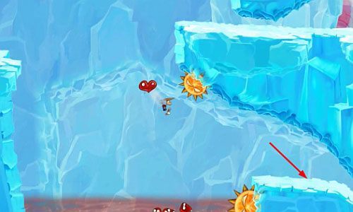 Za drzwiami z okiem przebijając się przez lód zbieraj L - Dzwonią dzwonki sań (300 L, 1:50) | Kraina Smakoszy | Rayman Origins - Rayman Origins - poradnik do gry