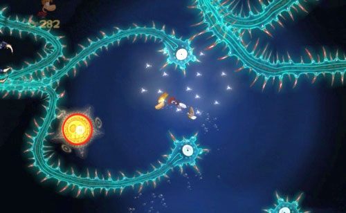 Dalej miniesz roślinkę z 6 L - Pływanie z Gwiazdami (300 L, 1:25) | Morze Szczęśliwości | Rayman Origins - Rayman Origins - poradnik do gry