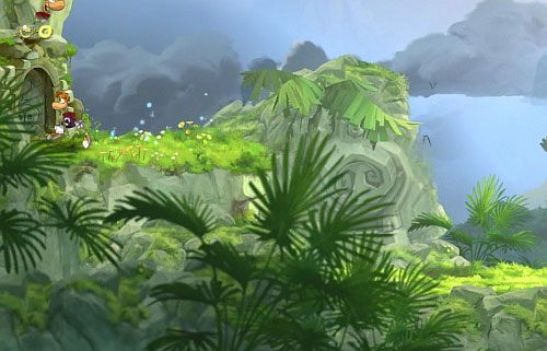 Po wyjściu zdobyciu Elektruny zacznij wędrówkę prawo - Wędrówka przez góry (300 L, 1:25) | Mistyczny Szczyt | Rayman Origins - Rayman Origins - poradnik do gry