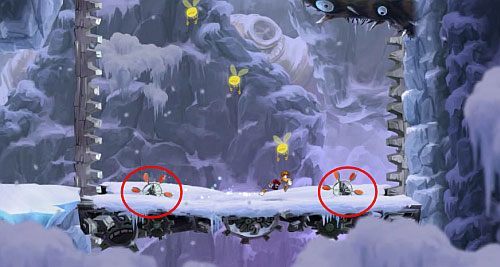 Za drzwiami powtórz całą operację - Magiczne Małpki (300 L, 3:00); Droga Elektrunów (175 L) | Mistyczny Szczyt - Rayman Origins - poradnik do gry