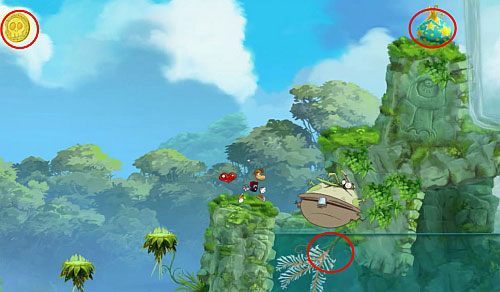 Zaraz za drzwiami miniesz roślinkę (3 L) - Zejdź mi z drogi (300 L, 1:20) | Świątynia Łaskotek | Rayman Origins - Rayman Origins - poradnik do gry