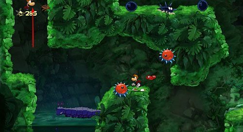 Za monetą znajdziesz kolejną bujawkę - Łowca Łowców (300 L); Wspinaczka (300 L, 2:40) | Świątynia Łaskotek - Rayman Origins - poradnik do gry