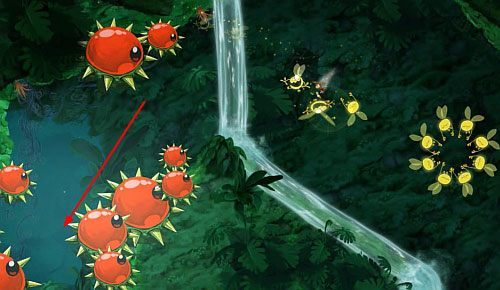 Po zdobyciu monety znajdziesz wejście do ukrytego pomieszczenia z E - Ciągle płynie (300 L, 1:20) | Świątynia Łaskotek | Rayman Origins - Rayman Origins - poradnik do gry