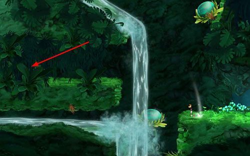 Za drzwiami wbiegnij po ścianie, by zdobyć LK, a następnie przebij się przez trzy mosty zbierając L - Ciągle płynie (300 L, 1:20) | Świątynia Łaskotek | Rayman Origins - Rayman Origins - poradnik do gry