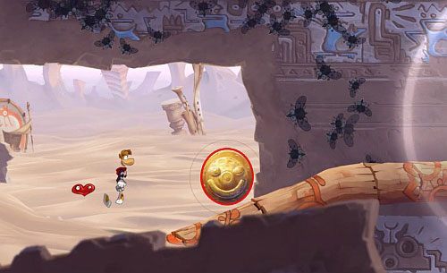 Dalej napotkasz pięć platform - Dzikie roje (300 L, 2:10) | Ględzoce Groty | Rayman Origins - Rayman Origins - poradnik do gry