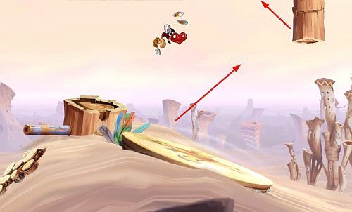 Na zewnątrz dotrzyj do pierścienia, który po uderzeniu otoczy Cię światłem - Dzikie roje (300 L, 2:10) | Ględzoce Groty | Rayman Origins - Rayman Origins - poradnik do gry