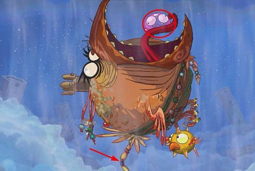 Kolejny poziom z pościgiem za skrzynią, skrywającą siódmy ząb czaszki - Zbańkować drozda (100 L); Podkręcony skarb | Ględzoce Groty | Rayman Origins - Rayman Origins - poradnik do gry