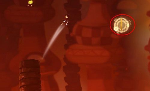 Następnie przed spadającymi kolumnami miniesz roślinkę - Smocza zupa (300 L, 2:25) | Słodkie Jeziora | Rayman Origins - Rayman Origins - poradnik do gry