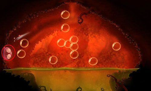 Na dnie zniknie kwas i otworzy się przejście do drzwi z okiem - Pani Zgaga (100 L); Wędkarstwo podlodowe | Słodkie Jeziora | Rayman Origins - Rayman Origins - poradnik do gry