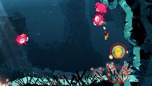 Po pozbyciu się dwóch krabów miniesz kolejną roślinkę - Skąd te kraby? (300 L, 1:30) | Straszliwa Otchłań | Rayman Origins - Rayman Origins - poradnik do gry