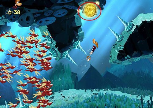 Za drzwiami z okiem miniesz roślinkę - Strzeż się Małego Murraya (300 L, 1:50) | Straszliwa Otchłań | Rayman Origins - Rayman Origins - poradnik do gry