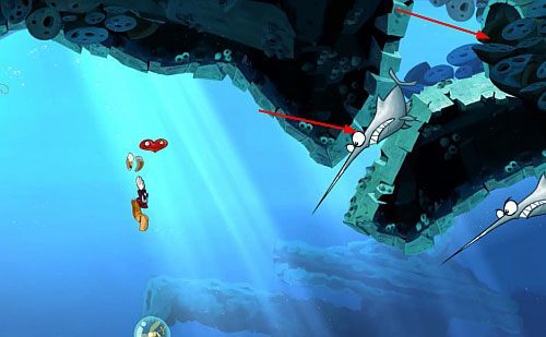 Za drzwiami miniesz dwie roślinki - Strzeż się Małego Murraya (300 L, 1:50) | Straszliwa Otchłań | Rayman Origins - Rayman Origins - poradnik do gry