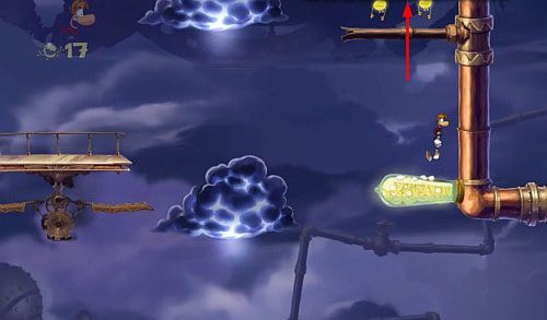 Po zebraniu monety zniszcz obie Żarówki - Na szczycie Starego Gejzera (300 L, 1:30) | Humorzaste Chmury | Rayman Origins - Rayman Origins - poradnik do gry