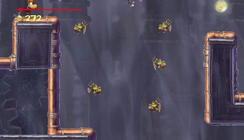 Po uwolnieniu Elektrun, przedostań się na drugą stronę i przejdź przez drzwi - Na szczycie Starego Gejzera (300 L, 1:30) | Humorzaste Chmury | Rayman Origins - Rayman Origins - poradnik do gry
