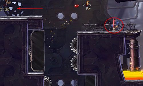 Wykorzystaj miażdżarki jako platformy - Roboty nie popełniają błędów (300 L, 2:35) | Humorzaste Chmury | Rayman Origins - Rayman Origins - poradnik do gry