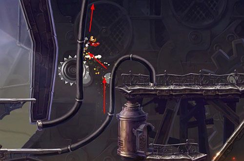 Później znajdziesz wielkie koło zębate - Roboty nie popełniają błędów (300 L, 2:35) | Humorzaste Chmury | Rayman Origins - Rayman Origins - poradnik do gry