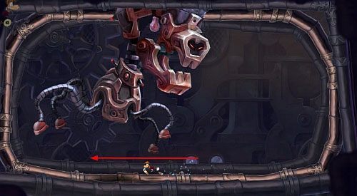 Kiedy robot znajdzie się pod ścianą, powtórz czynność, ale w drugą stronę - Odkrycie; Wynoś się! | Humorzaste Chmury | Rayman Origins - Rayman Origins - poradnik do gry