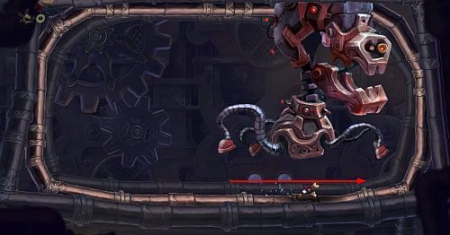 Kiedy robot znajdzie się pod ścianą, zacznie na Ciebie szarżować - Odkrycie; Wynoś się! | Humorzaste Chmury | Rayman Origins - Rayman Origins - poradnik do gry