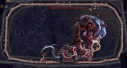 Kiedy, uderzy w ścianę pojawi się bąbel, który zniszcz biegnąc z powrotem po ścianie - Odkrycie; Wynoś się! | Humorzaste Chmury | Rayman Origins - Rayman Origins - poradnik do gry