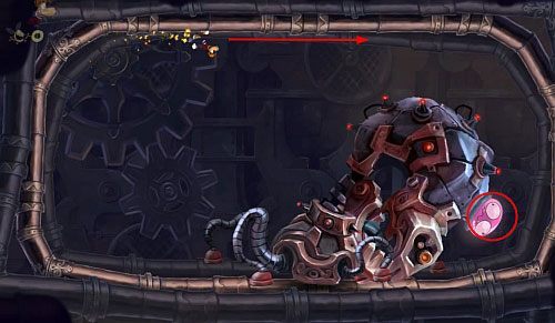 Po zniszczeniu bąbla wróć szybko po ścianie/suficie na drugą stronę - Odkrycie; Wynoś się! | Humorzaste Chmury | Rayman Origins - Rayman Origins - poradnik do gry