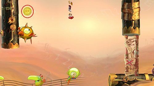 Przed drzwiami znajdziesz Żalumek oraz S - Najlepszy podkład muzyczny (300 L, 2:00) | Pustynia Dijirdów | Rayman Origins - Rayman Origins - poradnik do gry