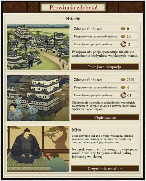 To pierwsze rozwiązanie ma szansę powodzenia, jeśli taki ród chyli się ku upadkowi i jest za słaby na samodzielną obronę - Dyplomacja | Mechanizmy rozgrywki | SHOGUN 2 - Zmierzch Samurajów - Total War: SHOGUN 2 - Zmierzch Samurajów - poradnik do gry