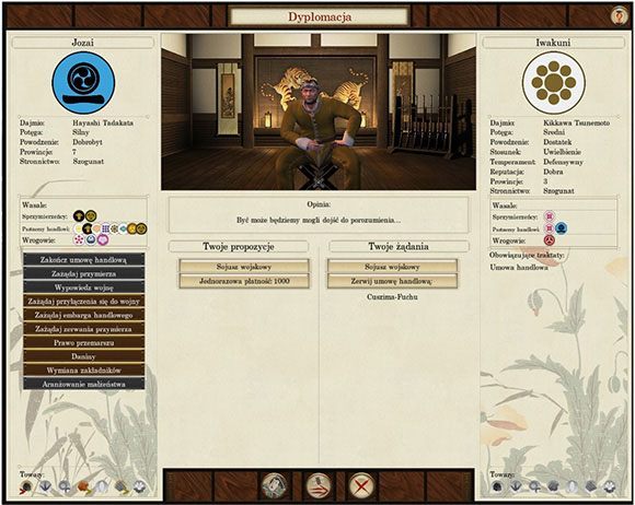 Dla naszego partnera w dyskusji, sojusz wojskowy i pieniądze są więcej warte niż umowa handlowa z innym klanem. - Dyplomacja | Mechanizmy rozgrywki | SHOGUN 2 - Zmierzch Samurajów - Total War: SHOGUN 2 - Zmierzch Samurajów - poradnik do gry