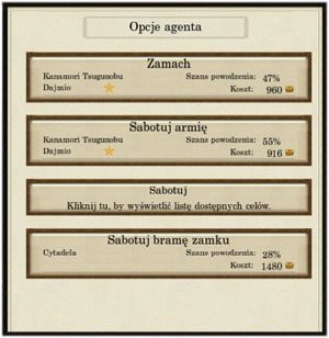 - zamach pozbawi życia wrogiej postaci - Agenci | Mechanizmy rozgrywki | SHOGUN 2 - Zmierzch Samurajów - Total War: SHOGUN 2 - Zmierzch Samurajów - poradnik do gry