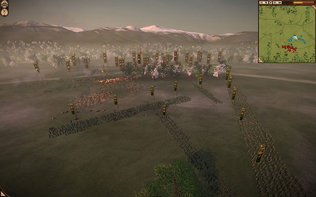 Kachi z łukami zasypują przeciwnika gradem płonących strzał. Za chwilę Kachi z yari i katanami ruszą do ataku - Armia klasyczna | Bitwa na lądzie | SHOGUN 2 - Zmierzch Samurajów - Total War: SHOGUN 2 - Zmierzch Samurajów - poradnik do gry